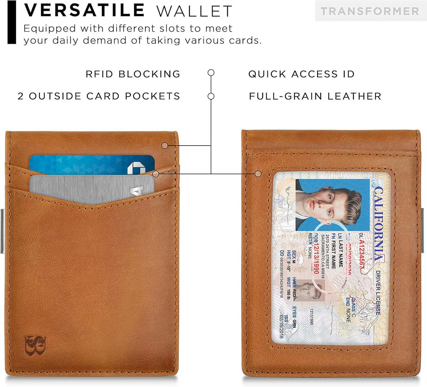 SERMAN BRANDS Money Clip Wallet - Mens Wallets slim Front Pocket RFID Blocking Card Holder Minimalist Mini Bifold