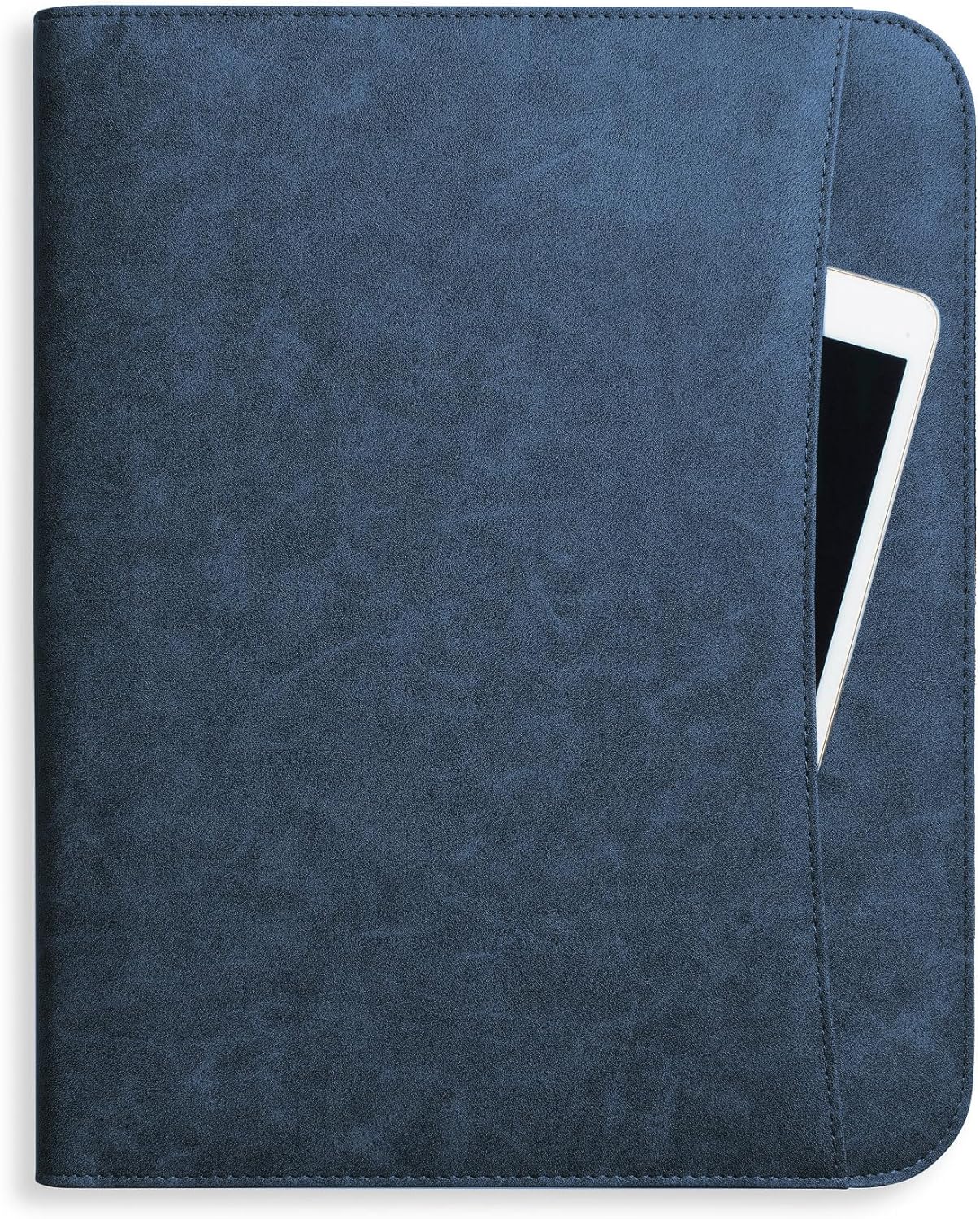 Padfolio Binder - Professional Faux Leather Travel Organizer Pouch for Tablet, Documents, Presentation Folders, Zipper Closure, Notepad - Blue