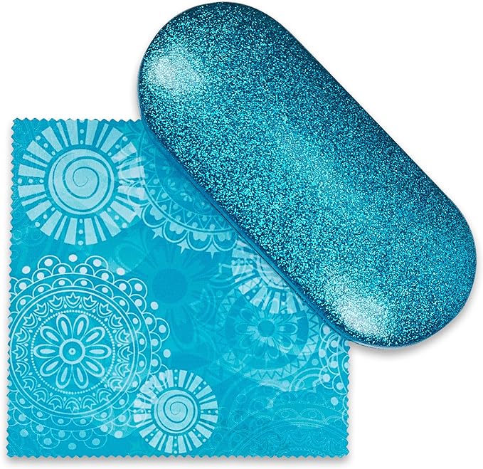 SPUNKYsoul Eye Glasses Case Girl Sparkle Smooth Glitter Hard Shell Eyeglass for Women