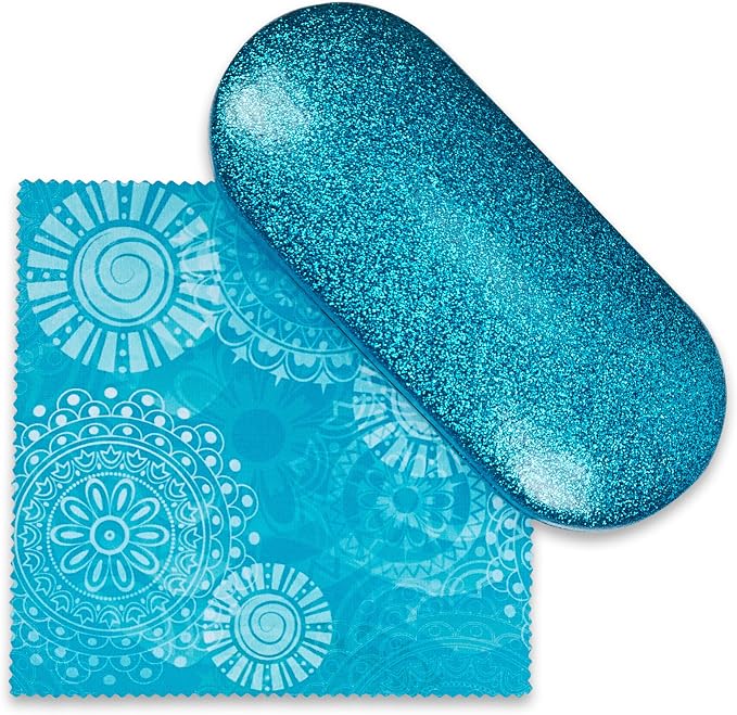 SPUNKYsoul Eye Glasses Case Girl Sparkle Smooth Glitter Hard Shell Eyeglass for Women