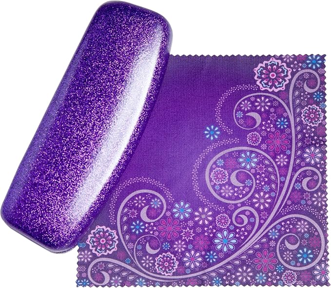 SPUNKYsoul Eye Glasses Case Girl Sparkle Smooth Glitter Hard Shell Eyeglass for Women