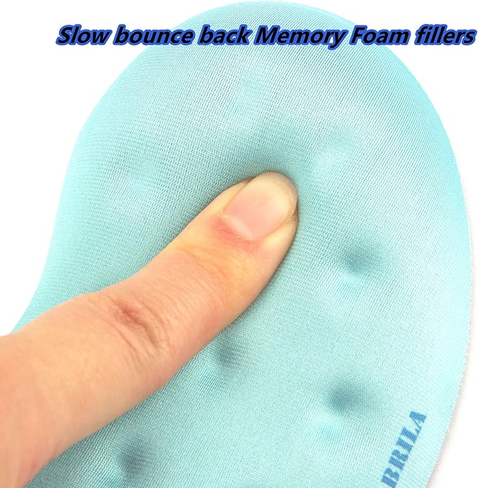 BRILA Ergonomic Memory Foam Mouse Wrist Rest Support Pad Cushion for Computer, Laptop, Office Work, PC Gaming - Massage Holes Design - Wrist Pain Relief (Aquamarine Mouse Wrist Rest)