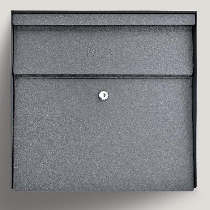 Mail Boss 7161 Metro Locking Security Wall Mount Mailbox, Granite,Medium