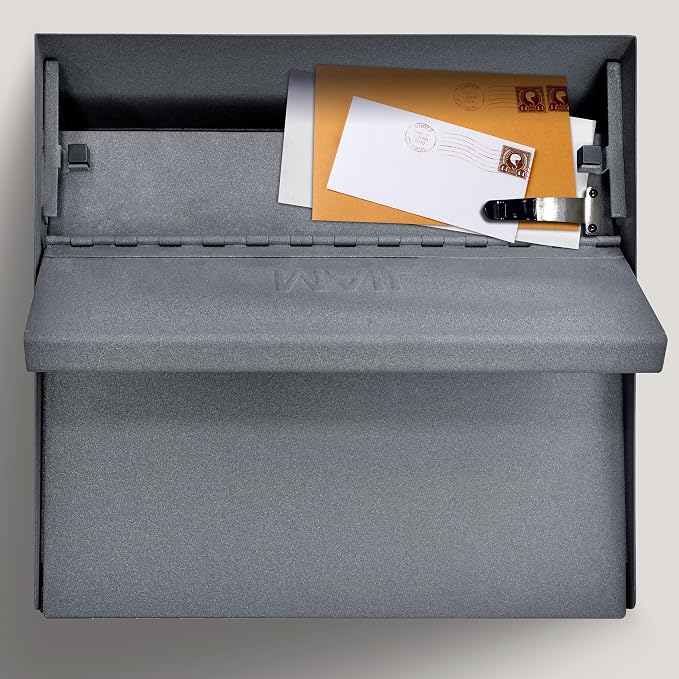 Mail Boss 7161 Metro Locking Security Wall Mount Mailbox, Granite,Medium